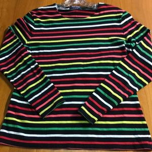 Saint James long sleeve cotton tee multi stripe